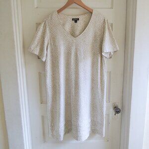 Nicole Miller Tan & White Linen Blend Shift Dress XL